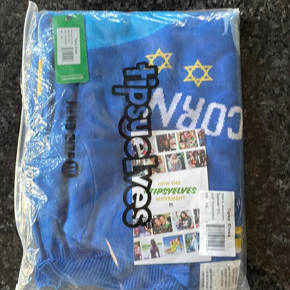Tipsy Elves hanukah “Jewnicorn” blue sweater xxl- new with tags